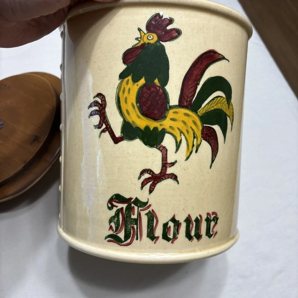 Metlox‎ Pottery Poppy Trail California Provincial Rooster Set/4 Canisters